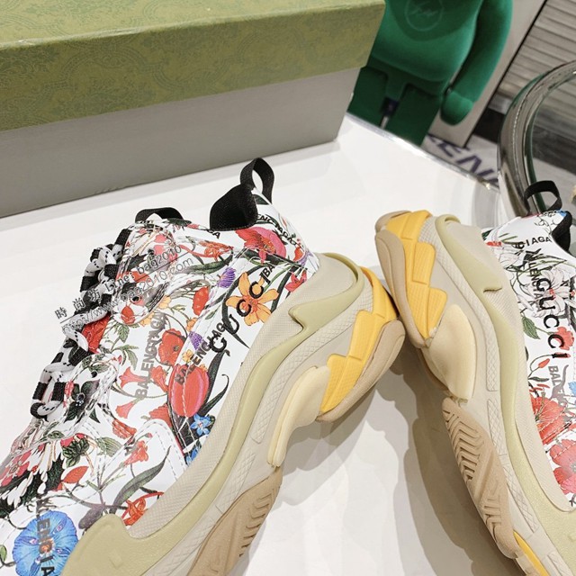 gucci古馳頂級版本情侶款Gucci x Balenciaga古馳x巴黎世家聯名款2021新款Triple S厚底運動鞋老爹鞋 dx2795
